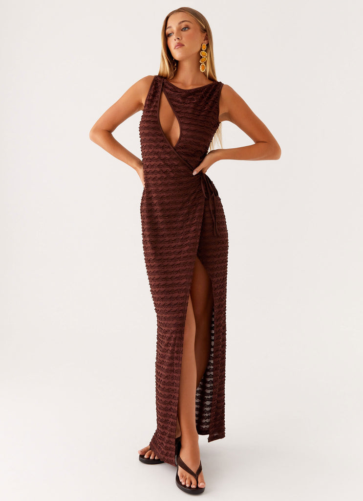 Sterling Wrap Maxi Dress - Chocolate