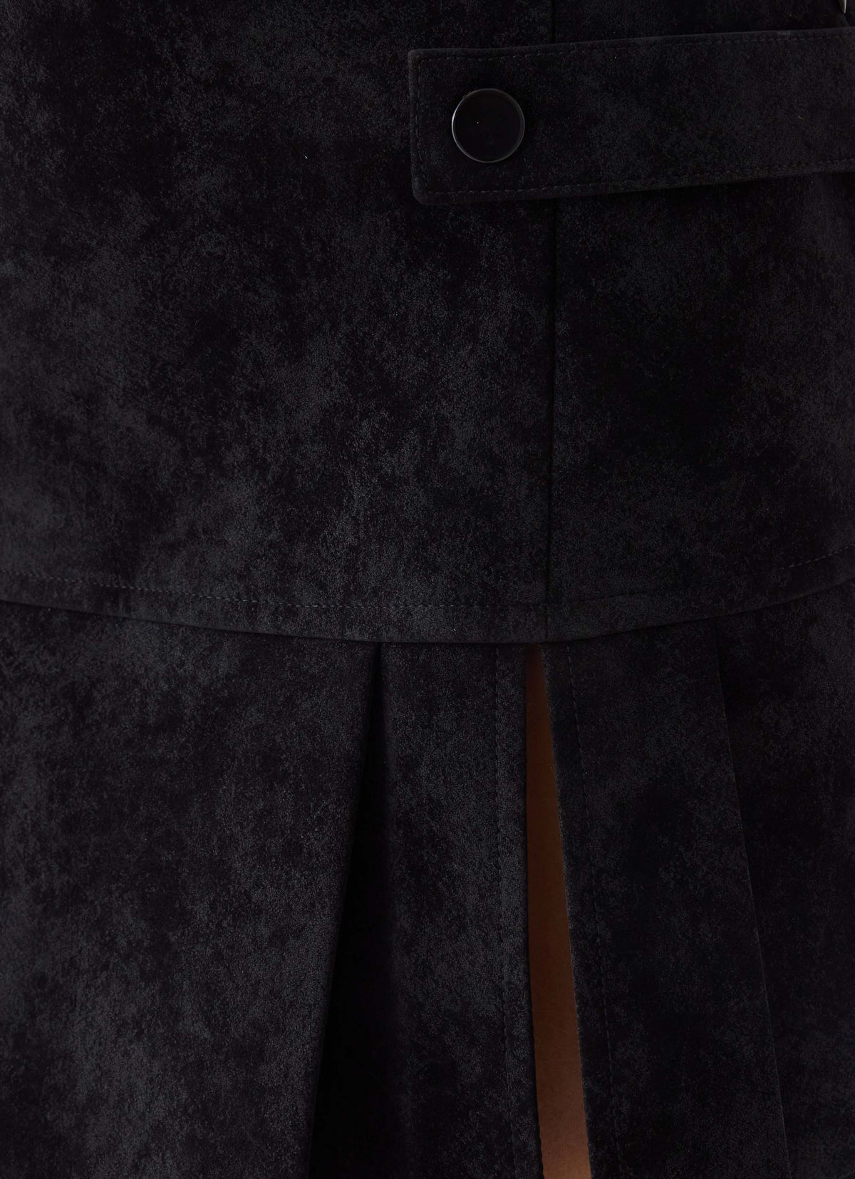 Sugar And Spice Faux Suede Pleat Mini Skirt - Black