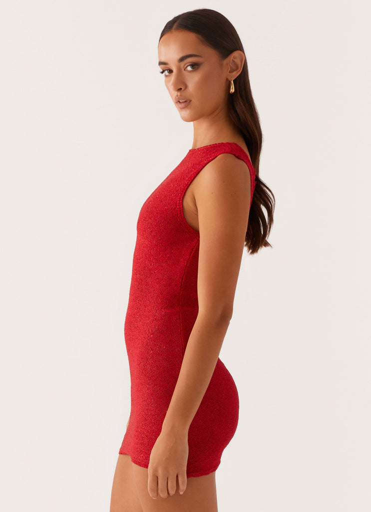 Take Five Summer Knit Mini Dress - Red