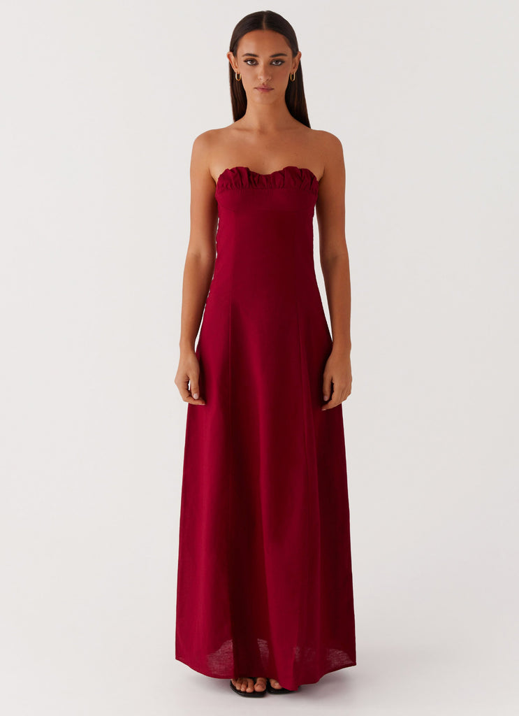 Tayla Linen Maxi Dress - Red