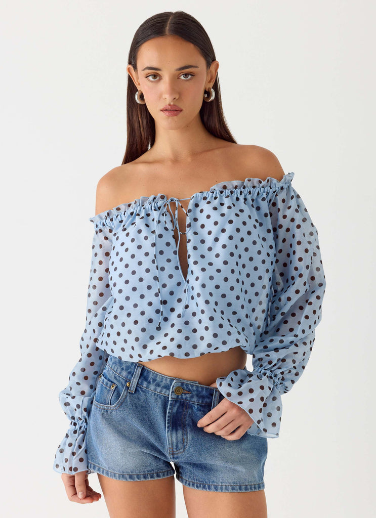 Tedara Top - Blue Mocha Dot