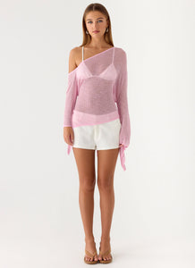 Telling Me Shimmer Knit Top - Pink