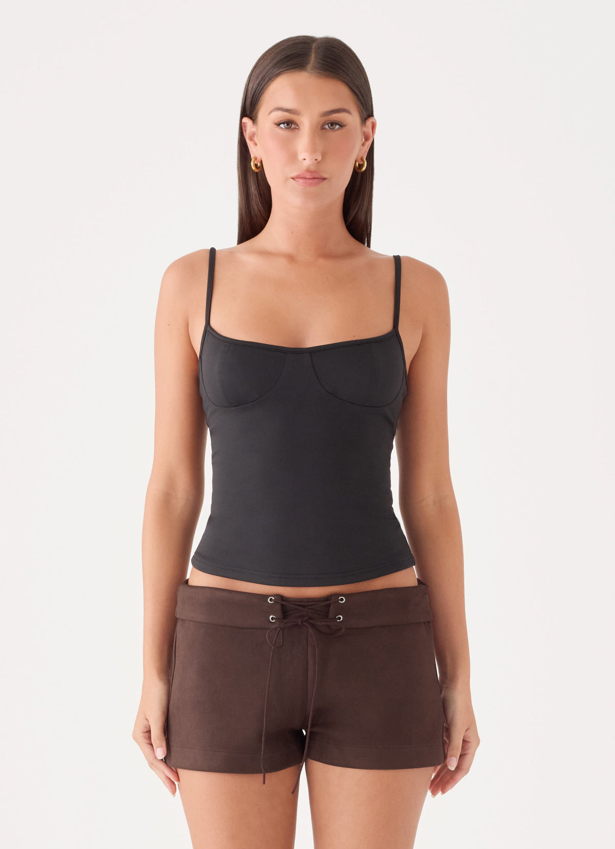 Tindra Faux Suede Micro Short - Chocolate