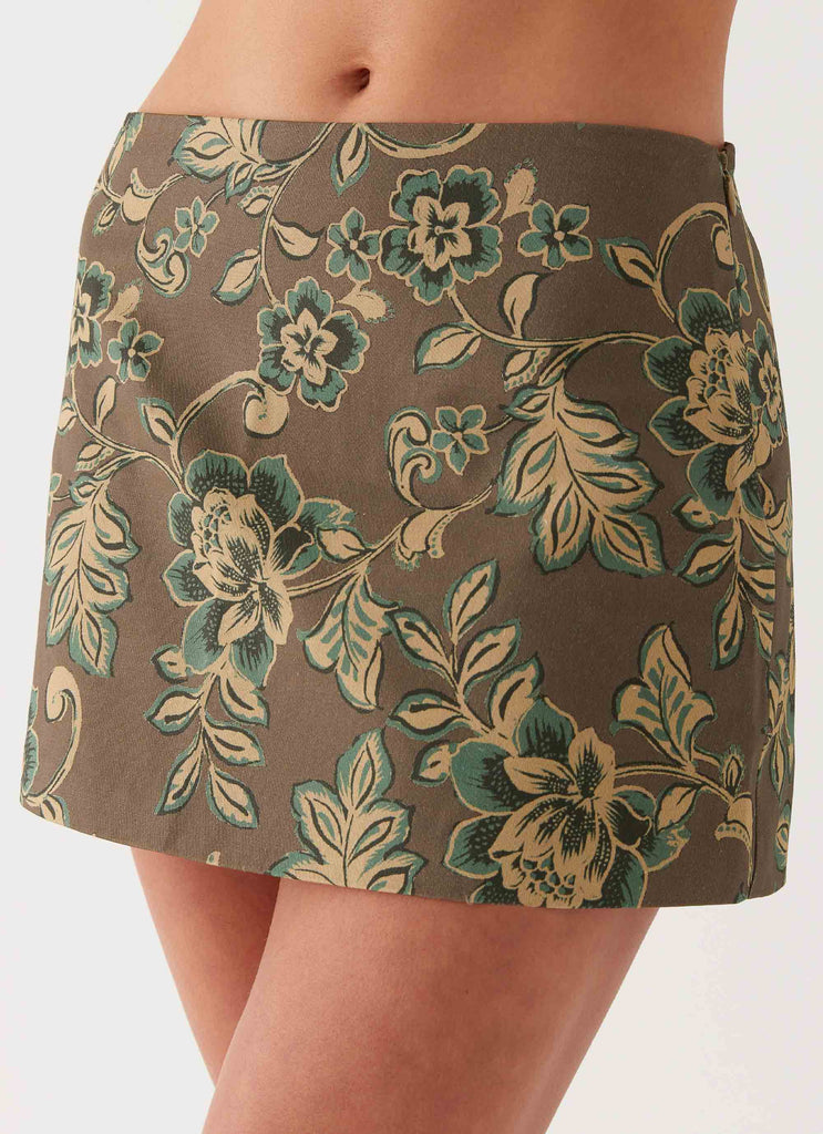 Tonnie Floral Mini Skirt Brown Floral