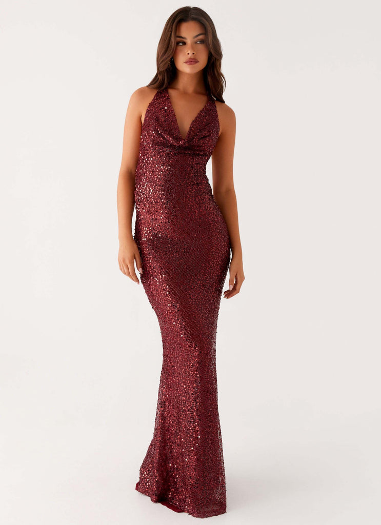 Treasured Sequin Maxi Dress - Fuchsia