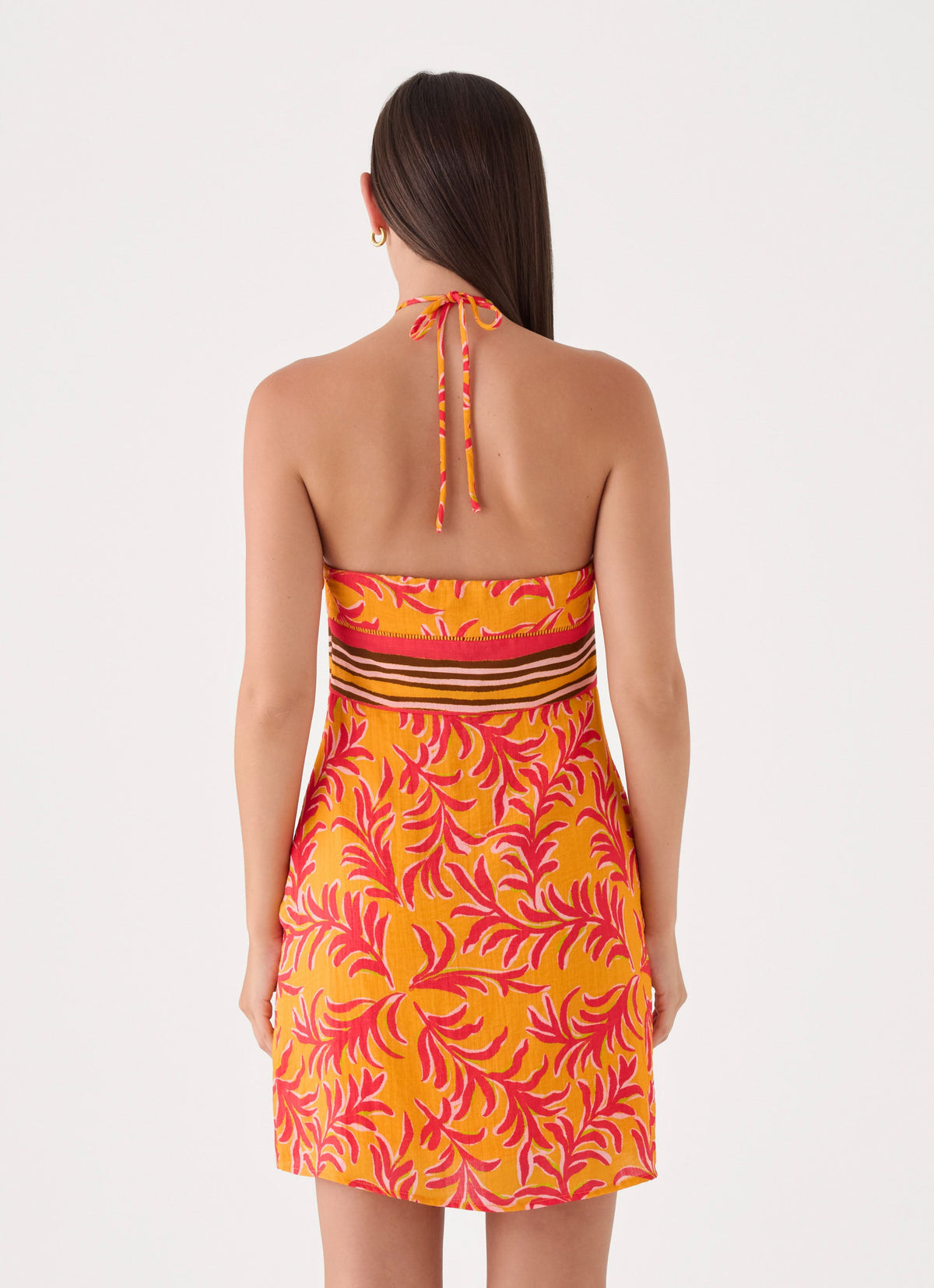 Tropic Love Mini Dress - Saffron Palm Print