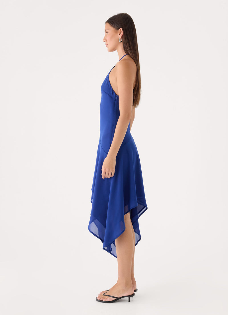 Tunelia Asymmetric Midi Dress - Blue