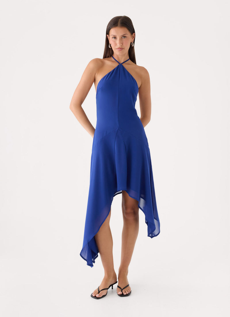 Tunelia Asymmetric Midi Dress - Blue
