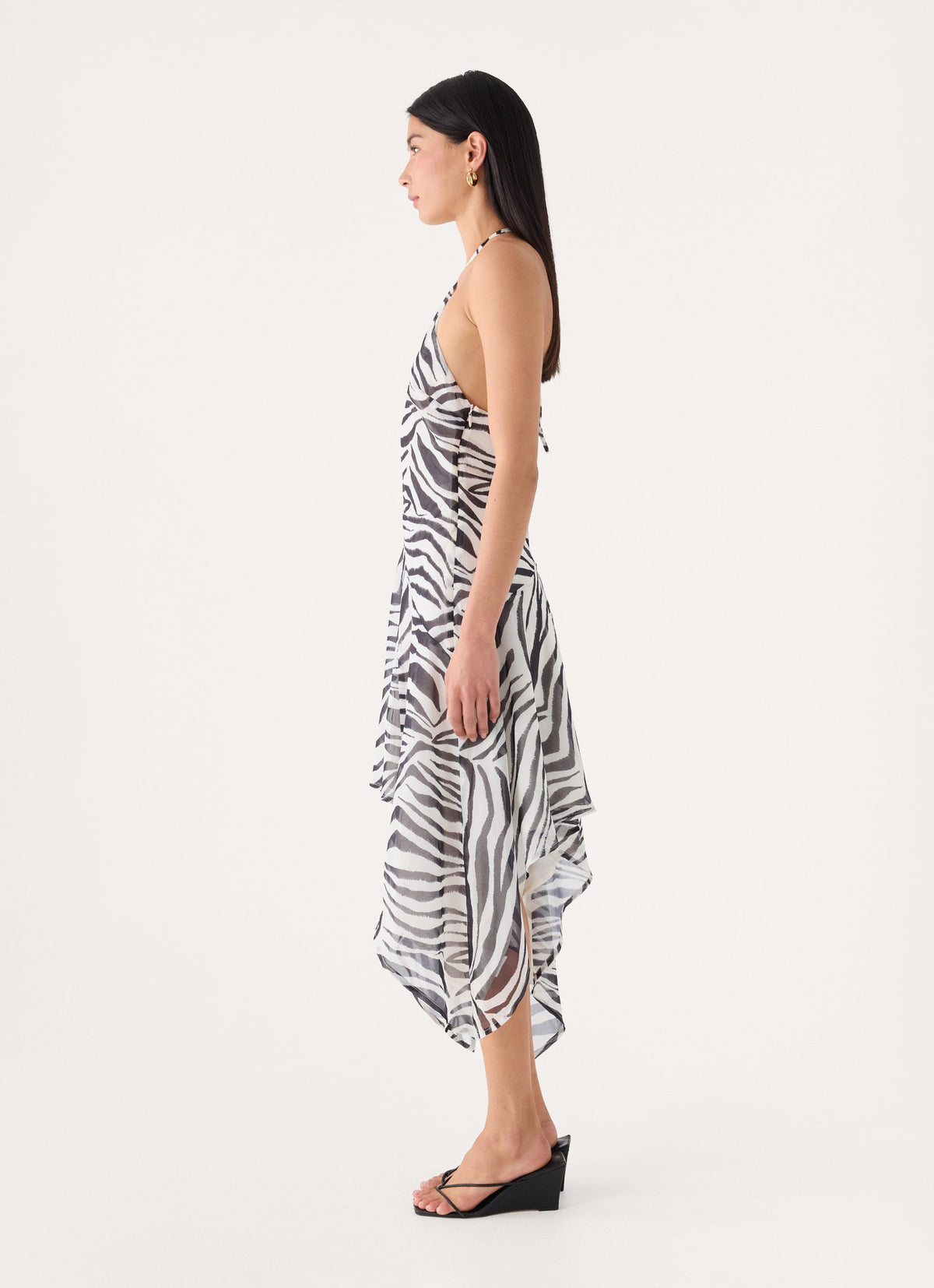 Tunelia Asymmetric Midi Dress - Zebra