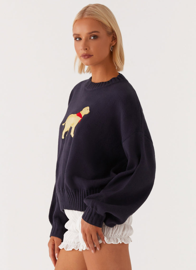 Twister Oversized Knit Sweater - Navy