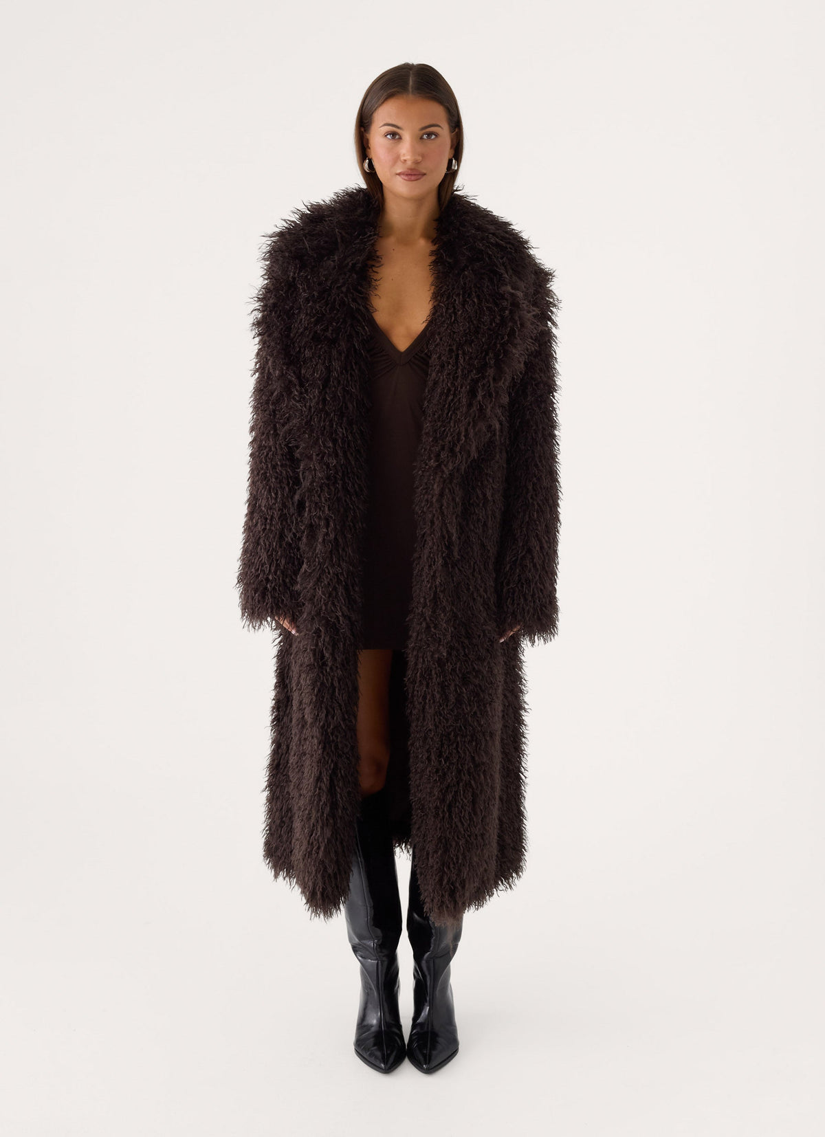 Valensia Faux Fur Coat - Deep Taupe