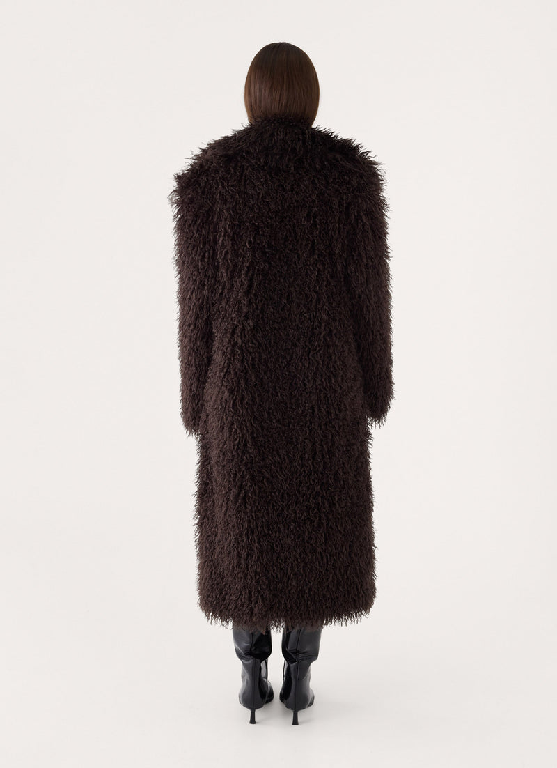 Valensia Faux Fur Coat - Deep Taupe