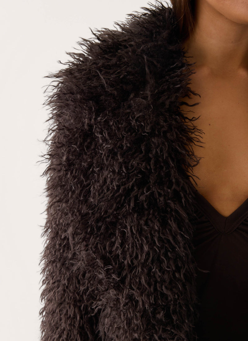 Valensia Faux Fur Coat - Deep Taupe