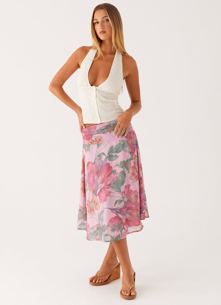 Valley Midi Skirt - Pink Floral