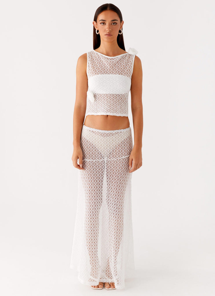Velli Crochet Maxi Skirt White 1 Peppermayo