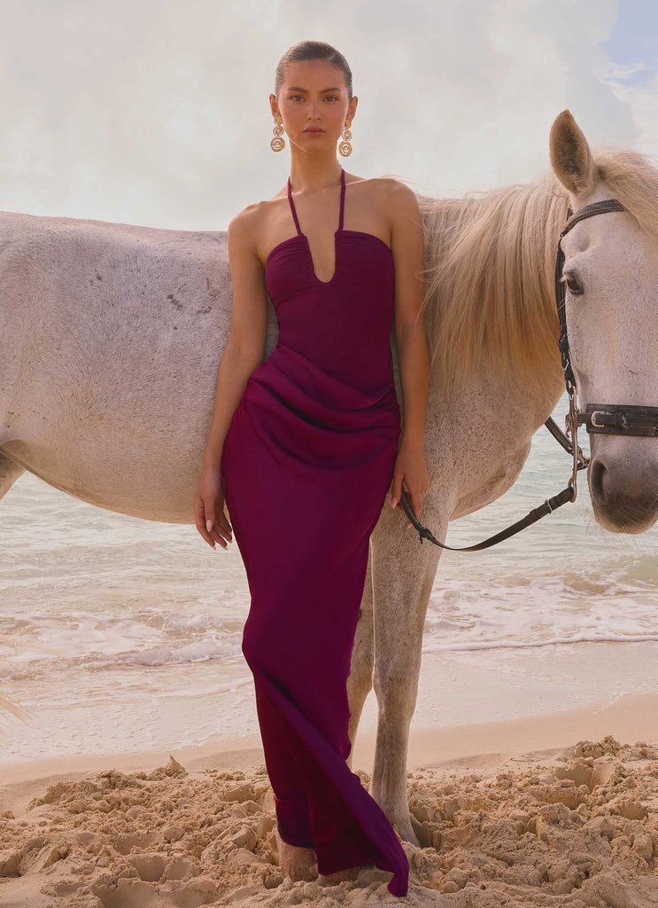 Verner Halter Maxi Dress - Plum