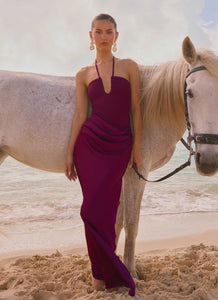 Verner Halter Maxi Dress - Plum