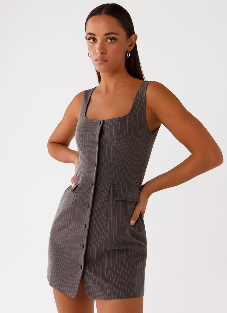 Westwood Mini Dress - Grey Pinstripe