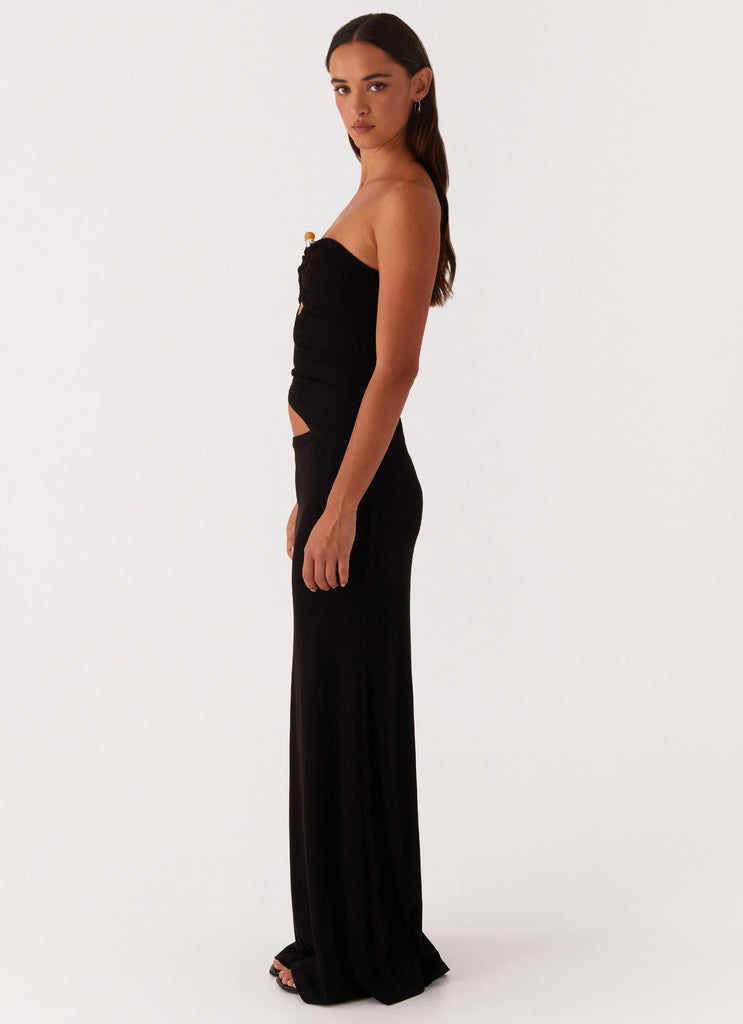 Wild Roses Maxi Dress - Black