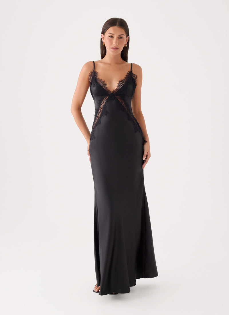 Winona Night Slip Dress - Black