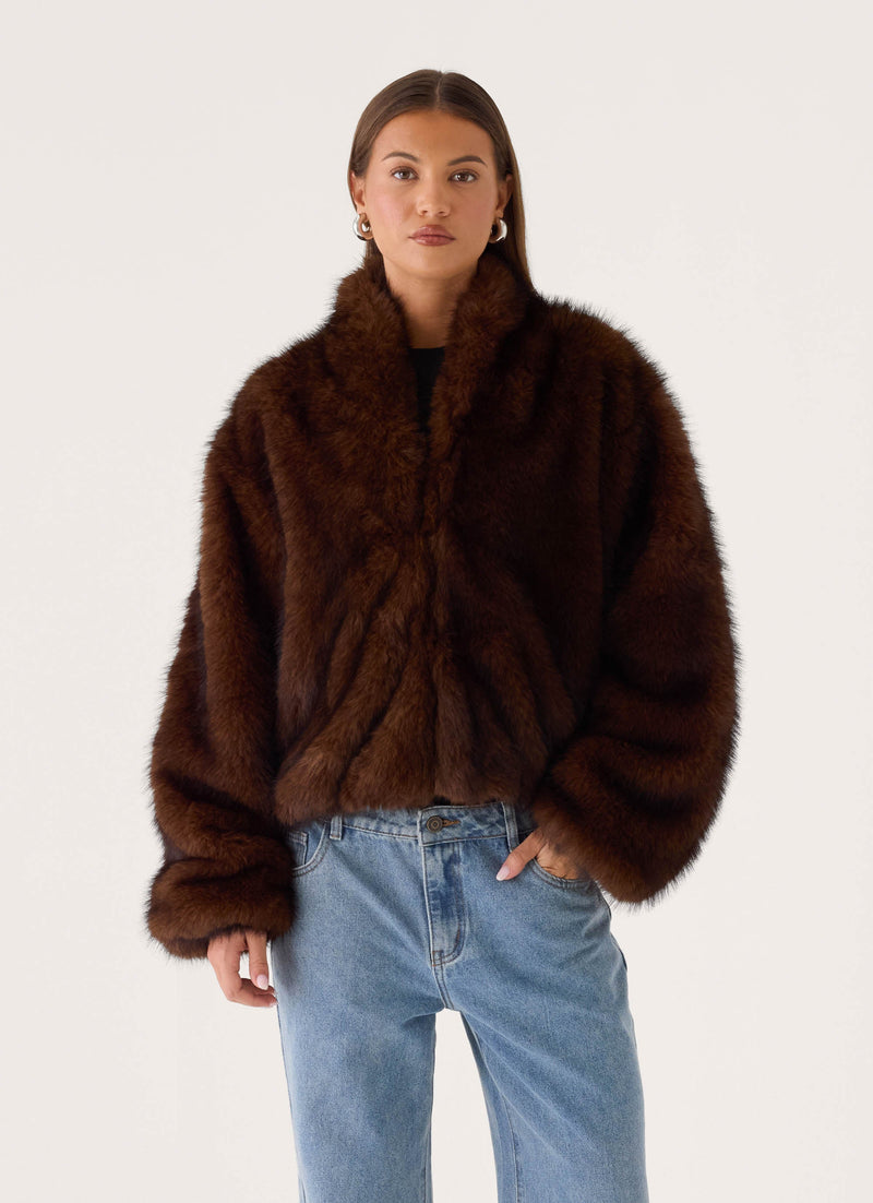 Xavier Faux Fur Jacket - Smokey Fox