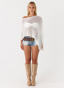 Yas Knit Cape - Off White
