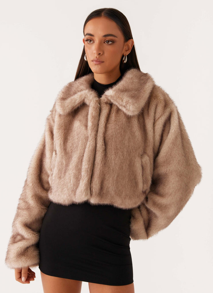 Yasmina Faux Fur Jacket - Beige