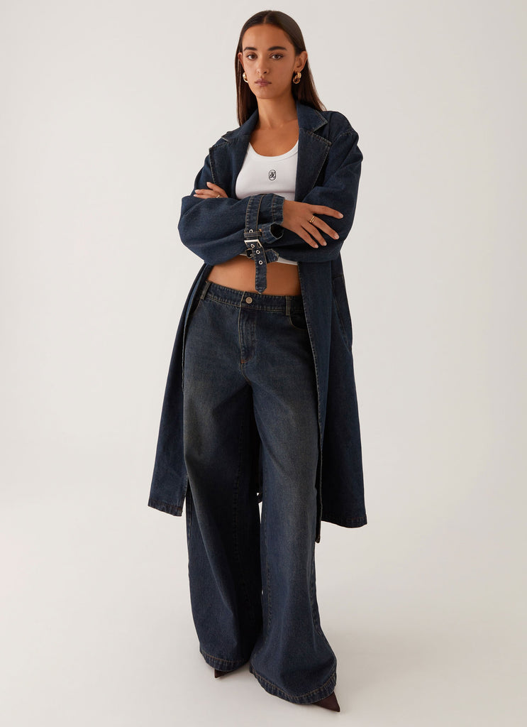 Yosemite Oversized Trench Coat - Blue