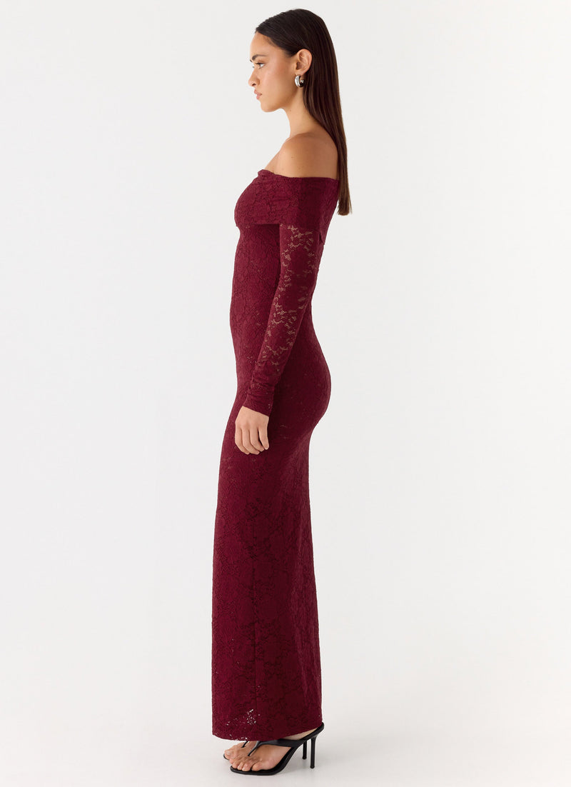 Yours Always Lace Maxi Dress - Merlot