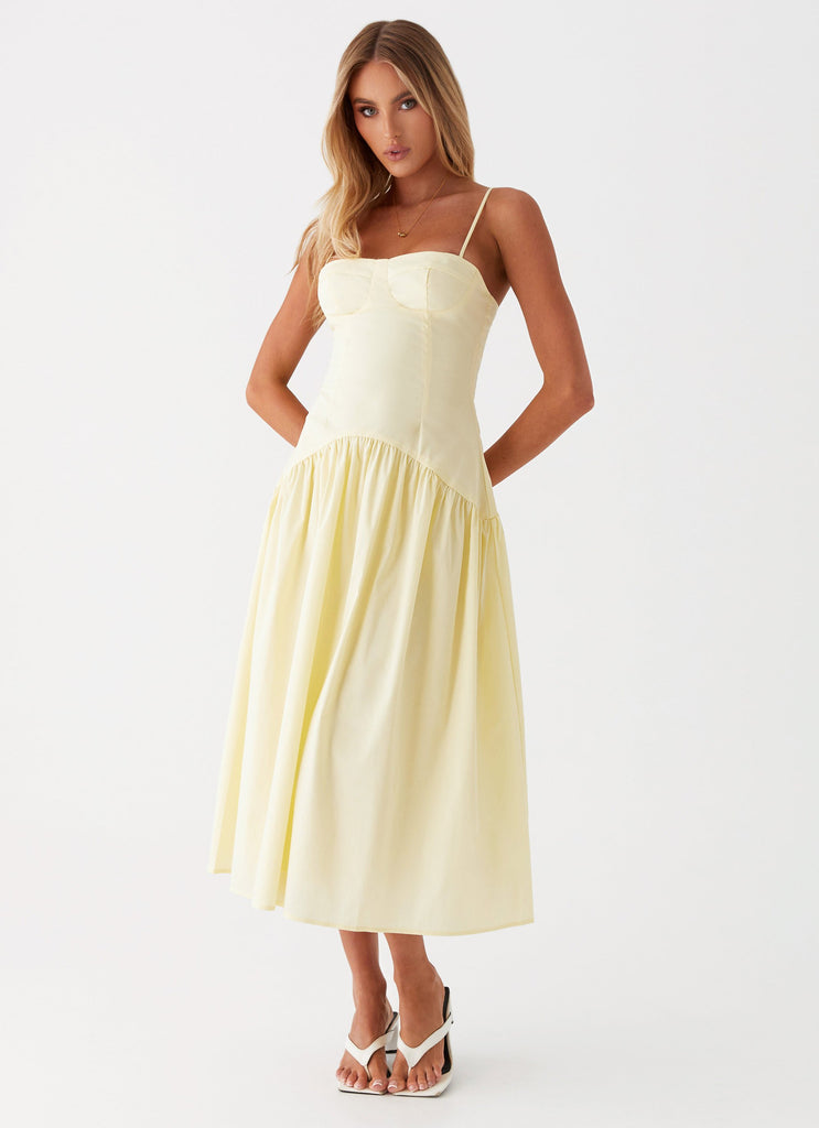 light yellow midi dress Yvette Corset Midi Dress