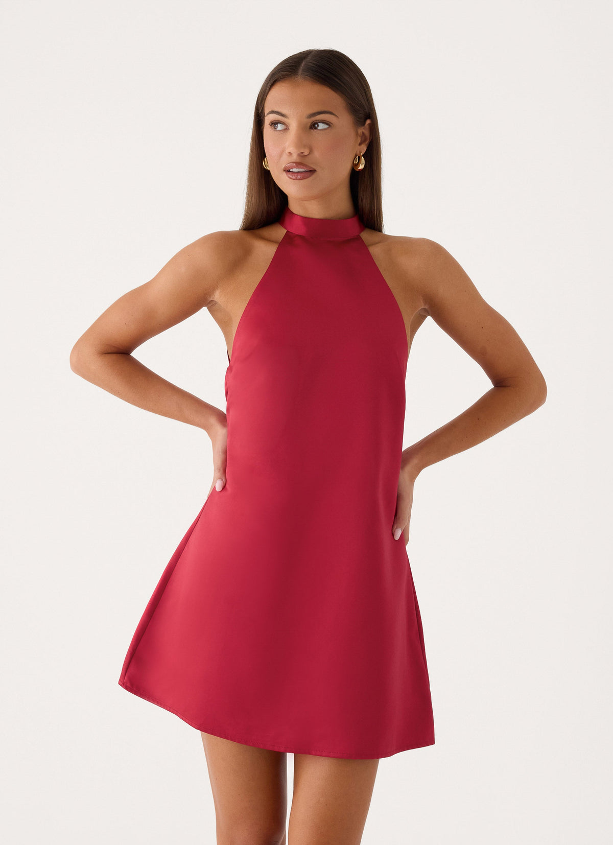 Zelia Halter Mini Dress - Pomegranate Red