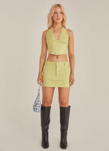 Feel The Sun Drill Mini Skirt - Sage - Peppermayo