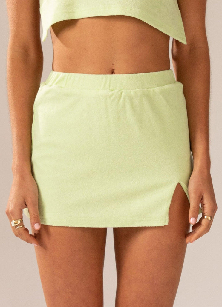 Changing Seasons Terry Mini Skirt - Lime Green - Peppermayo