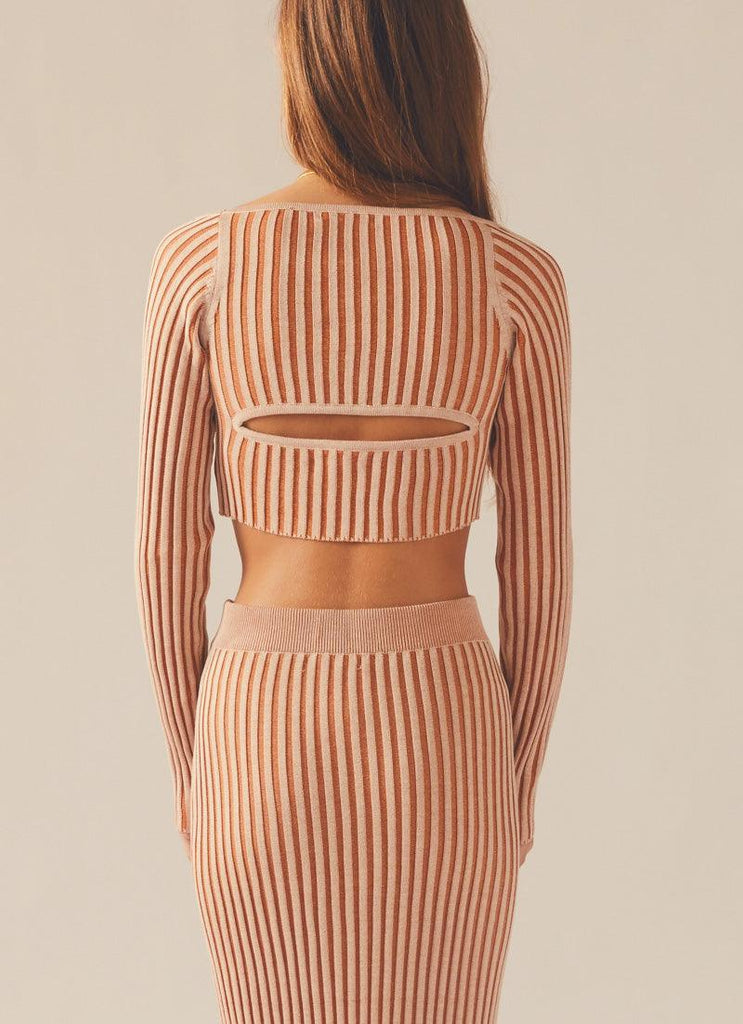 Aubrey Two-Tone Rib Top - Terracotta - Peppermayo