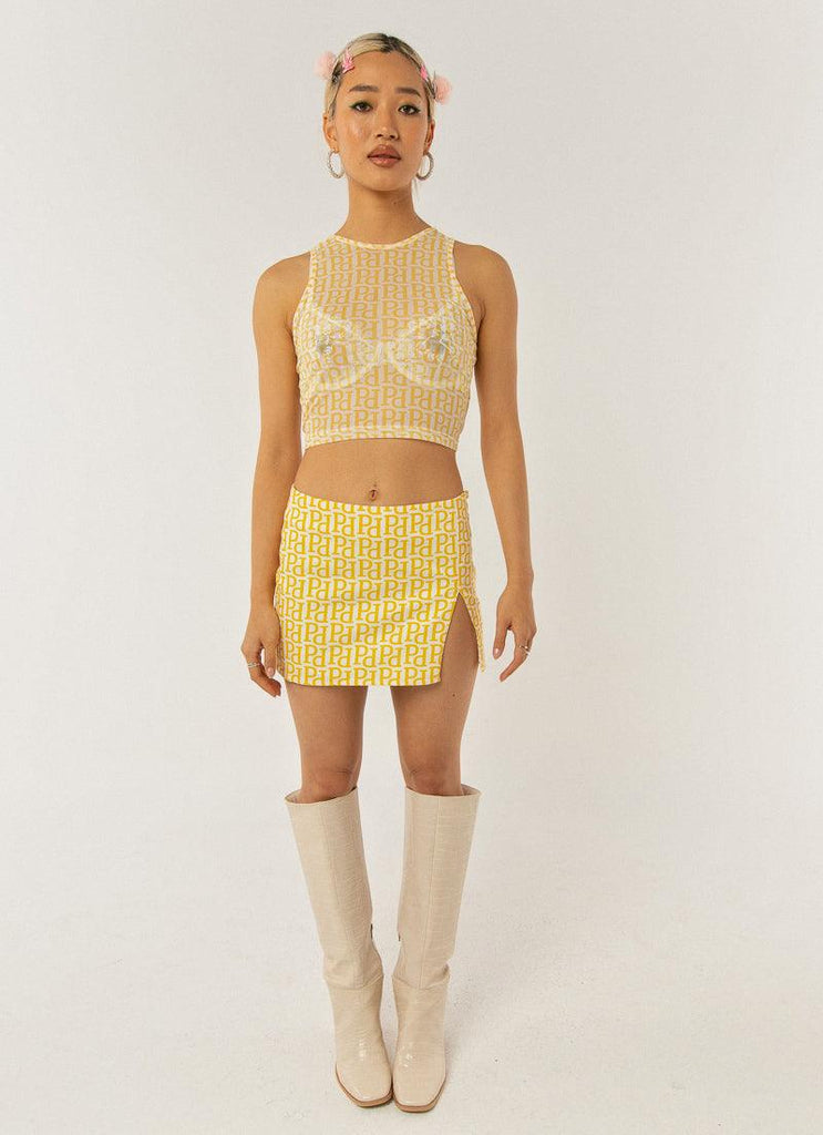 Patience Mesh Crop - Meadow Logo - Peppermayo