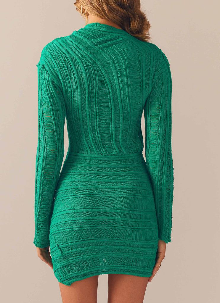 Angels Wing Mini Dress - Jade Green - Peppermayo