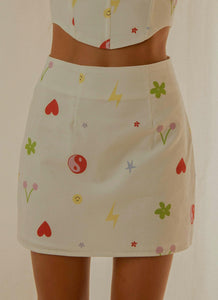 Morning Market Mini Skirt - 90s Motif - Peppermayo