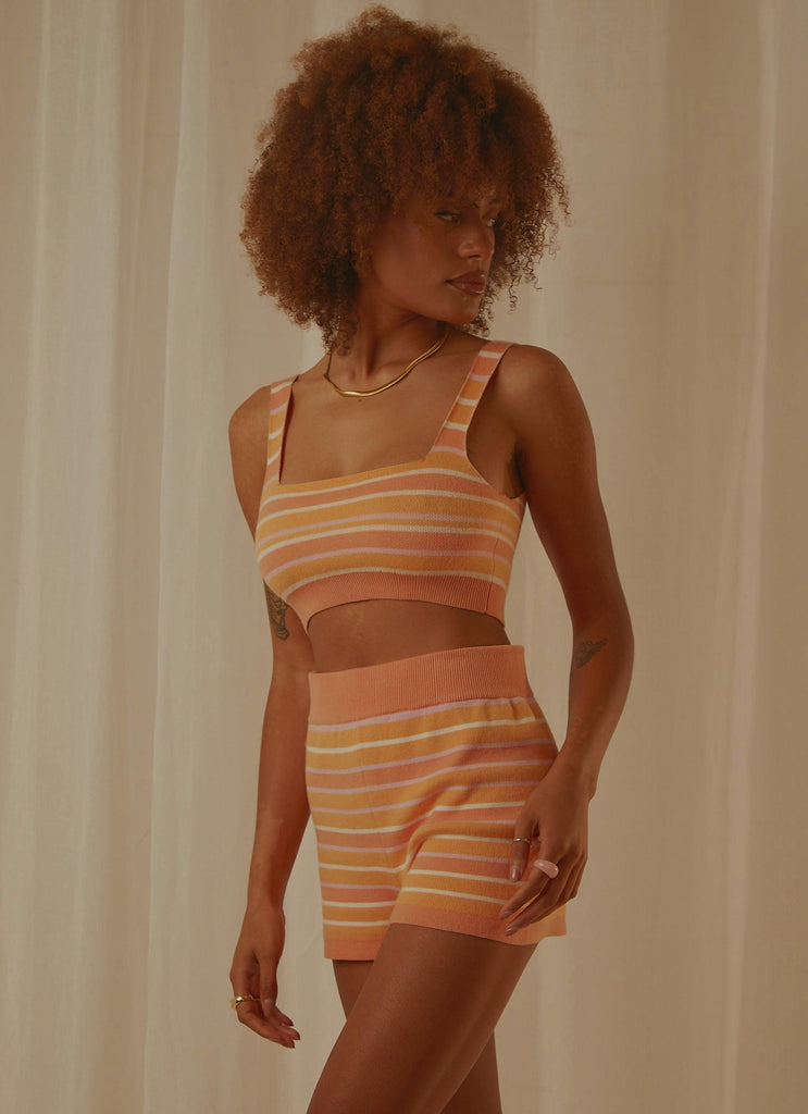 Love Train Knit Crop - Peach Multi Stripe - Peppermayo