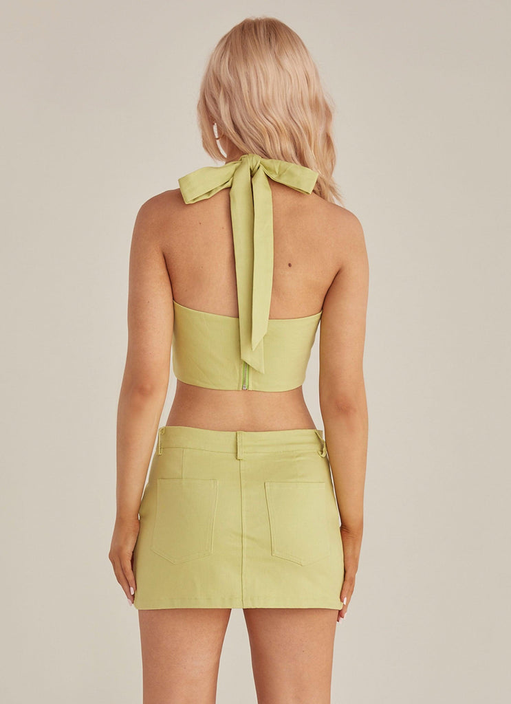 Feel The Sun Drill Mini Skirt - Sage - Peppermayo