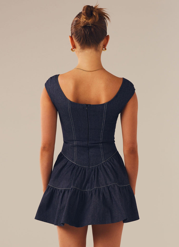 Isabella Denim Bustier Dress - Indigo - Peppermayo