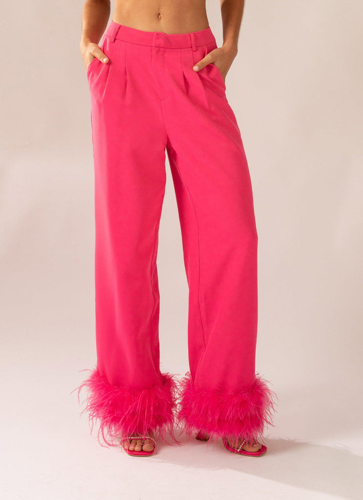 Shake It Off Feather Pants - Magenta - Peppermayo