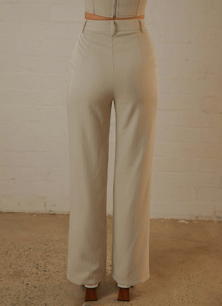 Mia Suit Pants - Stone Pinstripe - Peppermayo