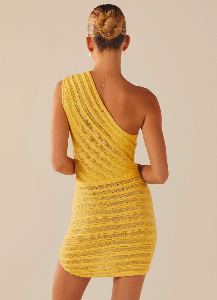 Percilla Ladder Knit Mini Dress - Yellow - Peppermayo